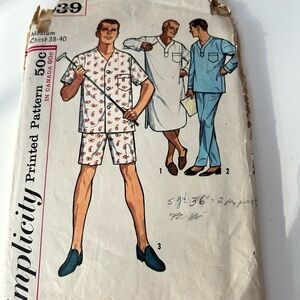 5/$25 Simplicity 5039 Vintage Sewing Pattern for Men's Pajamas medium